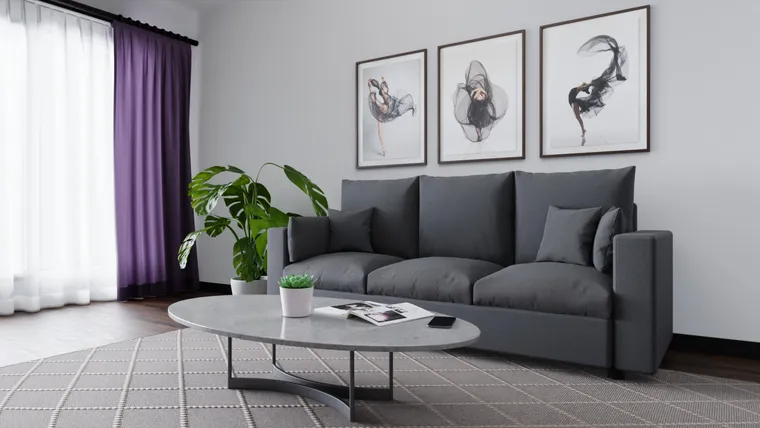 Living room 3D visualization